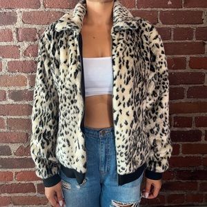 Urban Outfitters Faux Fur Leopard Bomber Jacket